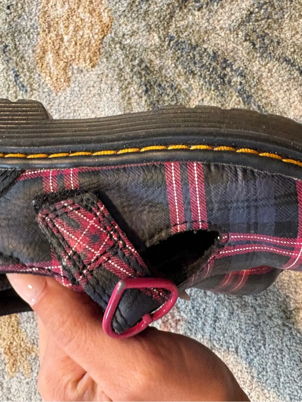 Dr Martens Polley II Mary Jane Black Toddler Pink Plaid Size 8